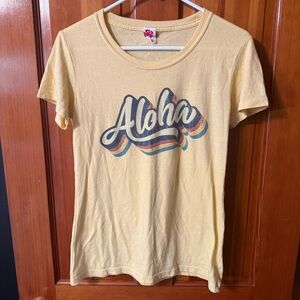 Aloha women’s T-Shirt yellow 70s style size S